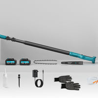 Mini-Motosega 4 in 1 con 2 Batterie, Forbici da potatura e Asta Telescopica !