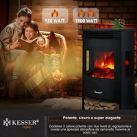 Camino Elettrico Con effetto Fiamma 3D Ultra Realistiche - Potenza Di 2000 W, Riscalda Fino A 75 M² In Pochi Minuti E Consente Di Risparmiare Fino Al 90% Sulle Bollette!
