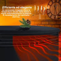 Camino Elettrico Con effetto Fiamma 3D Ultra Realistiche - Potenza Di 2000 W, Riscalda Fino A 75 M² In Pochi Minuti E Consente Di Risparmiare Fino Al 90% Sulle Bollette!
