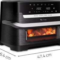 Friggitrice Moulinex ad Aria Dual Fry Flex, con Divisore, 2 Scomparti, FlexCook Technology, Capacità fino a 18L
