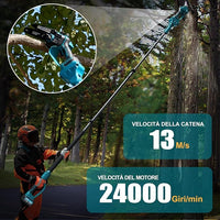 Mini-Motosega 4 in 1 con 2 Batterie, Forbici e Asta Telescopica