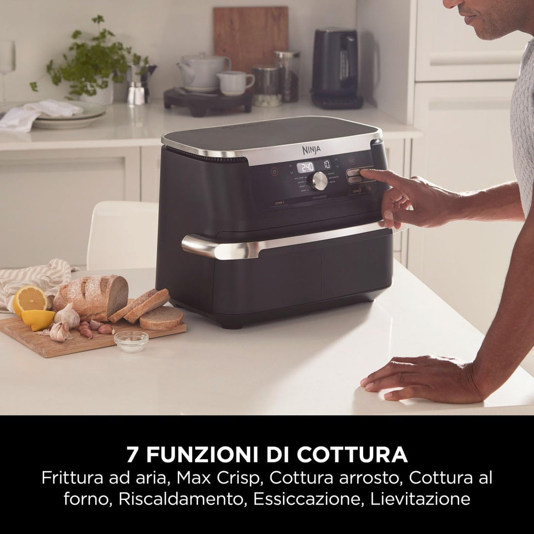 Friggitrice ad Aria Ninja 8 in 1 da 1800W e TRIPLA RESISTENZA con Capacità fino a 15L