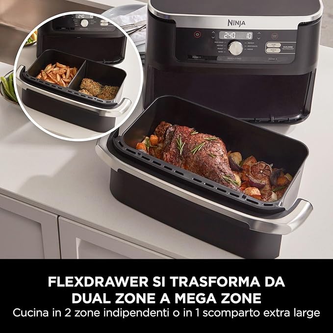 Friggitrice ad Aria Ninja 8 in 1 da 1800W e TRIPLA RESISTENZA con Capacità fino a 15L