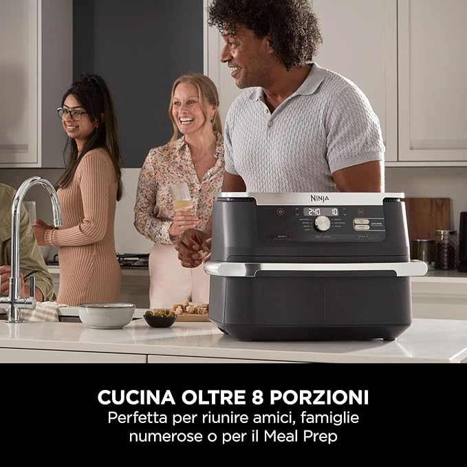 Friggitrice ad Aria Ninja 8 in 1 da 1800W e TRIPLA RESISTENZA con Capacità fino a 15L