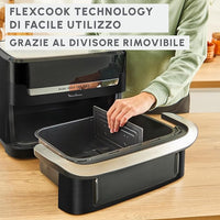 Friggitrice Moulinex ad Aria Dual Fry Flex, con Divisore, 2 Scomparti, FlexCook Technology, Capacità fino a 18L