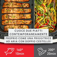 Friggitrice Moulinex ad Aria Dual Fry Flex, con Divisore, 2 Scomparti, FlexCook Technology, Capacità fino a 18L