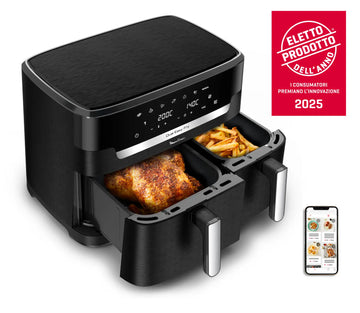 Friggitrice Moulinex ad Aria Dual Fry Flex, con Divisore, 2 Scomparti, FlexCook Technology, Capacità fino a 18L
